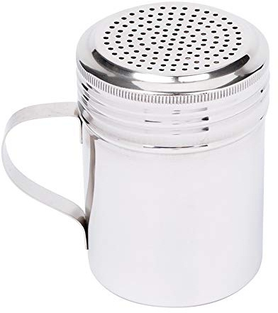 Agitador de dragado de acero inoxidable de 10 onzas con asa, dispensador de especias para cocinar/hornear Tezzorio