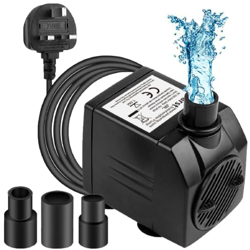 BARST 800L/H Submersible Water Pump with 1.83m Power Cord & 3 Nozzles | 12W, Adjustable Ultra Quiet for Fountains, Pond, Pool, Aquarium, Fish Tank, Hydroponics, Statuary