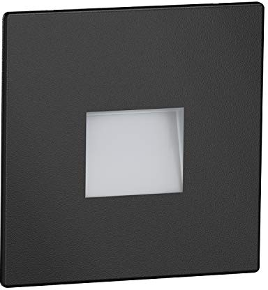 ledscom.de Lampada LED per scale/apparecchio da incasso a parete FOW per interni ed esterni, downlight, angolare, nero, 85 x 85 mm, bianco caldo