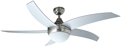 Bestron Ventilateur de Plafond avec Éclairage & Télécommande, Mode Été & Hiver, 5 Pales de Ventilateur, Ø 132 Cm, 60 Watts, Couleur: Argent/Gris