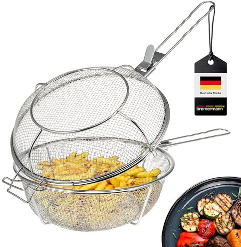 bremermann Grillkorb klappbar // Edelstahl Ø ca. 30 cm, Griffe abnehmbar
