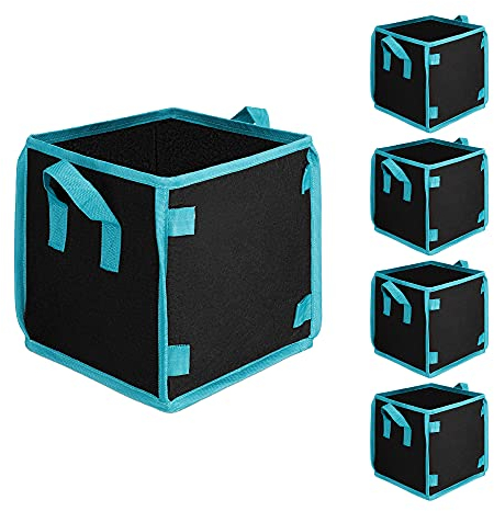 Navaris Bolsas de Cultivo - 5X Bolsa Cultivo para huerto Urbano con Asas reforzadas - Sacos para Plantas de 27 x 27 cm - para Flores Frutas Verduras