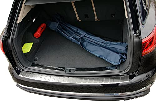 RECAMBO Ladekantenschutz Edelstahl kompatibel für VW Touareg III | ab 2018 - matt gebürstet mit Textur - Styling und Schutz für die Stoßstange