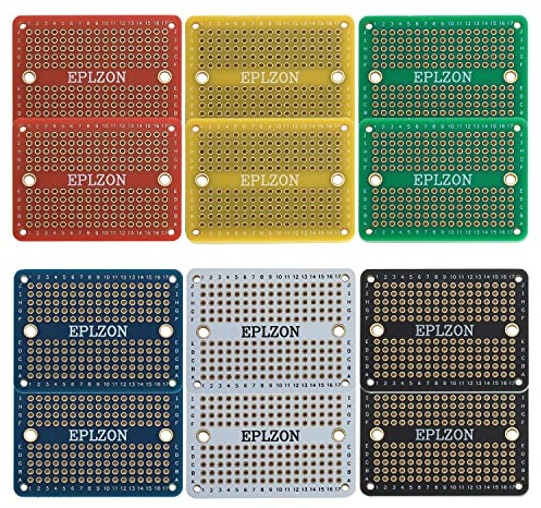 EPLZON Plated Mini PCB Solder-able Breadboard for Electronics Projects Compatible with Arduino Soldering Projects 2.0x1.5 mixed color(pack of 12pcs)