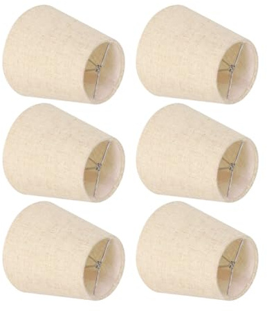 Joyzan Pantallas de LáMpara Pequeñas Para Candelabros, Estilo Rústico Lino con Forma Tambor Lámparas Clip en Barril Mesa Tela Blanca Iluminación Piso el Hogar Usar Colgantes Techo Escritorio