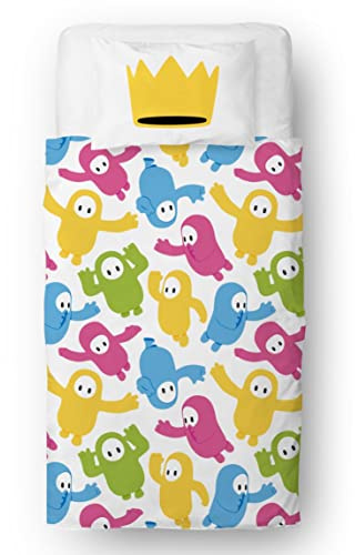 Fall Guys Juego de funda de edredón oficial para niños, juego de cama reversible de 2 caras, incluye funda de almohada a juego, juego de cama individual de Character World Brands