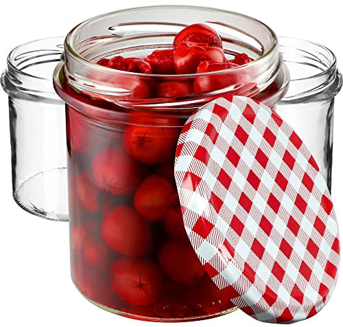 KADAX Lot de 50 bocaux de conservation en verre avec couvercle à visser - Diamètre : 82 mm - 350 ml - Bocaux pour champignons, confitures, miel