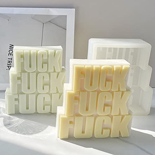 TOPYS Silikon-Kerzenformen mit Alphabet-Buchstabenturm, DIY-Gießen, Epoxid-Buchstabenformen für Ton, Harz, Anhänger, Gips, Schnitzen, Aromatherapie, weißer Elefant, Geschenke (Fuck Fuck Fuck)
