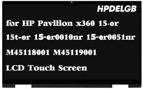 HPDELGB Replacement for HP Pavilion x360 15-er 15t-er 15-er0000 15-er0010nr 15-er0051nr 15-er0056cl 15-er0075nr 15-er0151nr M45118-001 M45119-001 1080P IPS LCD Touch Screen Display Assembly Bezel