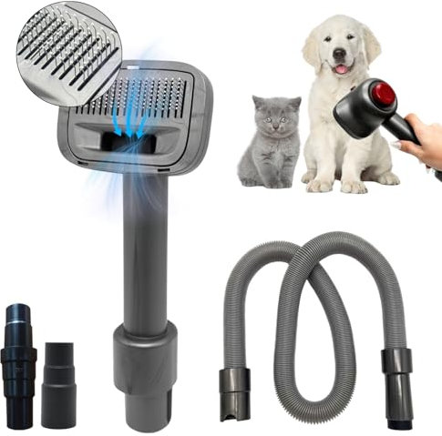 Pet Hair Grooming Brush Vacuum Attachment for Dogs, Cats with Vacuum Extension Hose up to 3.5M – Compatible with Miele, Shark Rocket HV322, HV301, HV371, Rotator NV501, Navigator NV350 Series & More