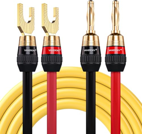 KK Cable YM-2C 10 Gauge（AWG） 1pair Set Speaker Wire 24k Gold Plated Copper connectors, 5N OFC((99.999% Oxygen Free Copper Wire) with Magnetic Field Ring. YM-2C (3M (9.8ft), by)
