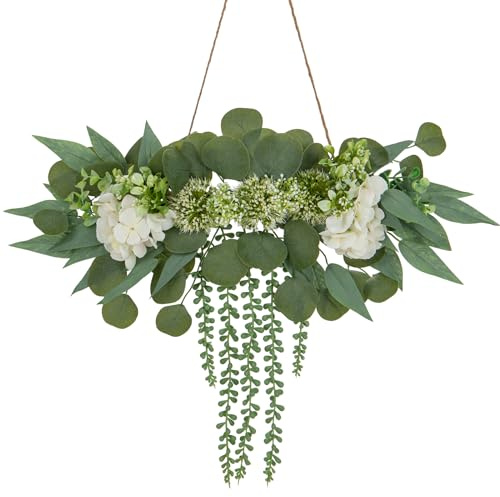 Boho Hängepflanzen Eukalyptus Blätter Wanddekoration Künstliche Pflanzen Eukalyptus Zweige Dekorationen Rustikale Boho Bauernhaus-Dekoration für Schlafzimmer, Küche, Esszimmer, Badezimmer, Typ-1