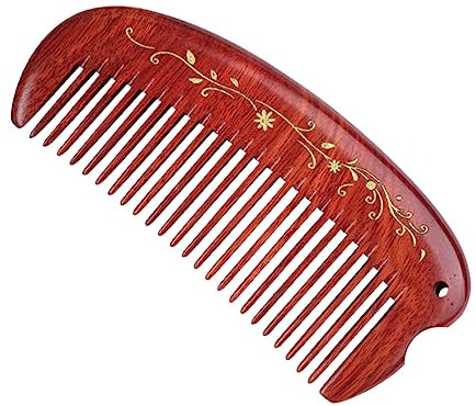 POPETPOP Antistatischer Holz Haarkamm Halbmondform Mit Blumenmuster Kopfhautmassage Kamm Für Frauen Und Mädchen Reise