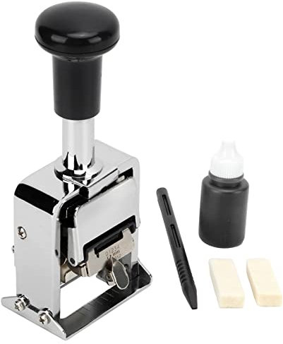 Emoshayoga Datumsstempel, selbstfärbender Zahlenstempel, tragbar, Zinklegierung, 6-stellig, automatisch, selbstfärbend, Nummerierungsstempelmaschine für Buchhaltung