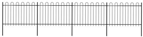 Sufrk Clôture de jardin en acier T O P avec arceau - 6,8 x 1,2 m - Noir - Barrière décorative en métal - Clôture de jardin sans creuser - Clôture pour animaux - Clôture pour chiens, lapins, terrasse