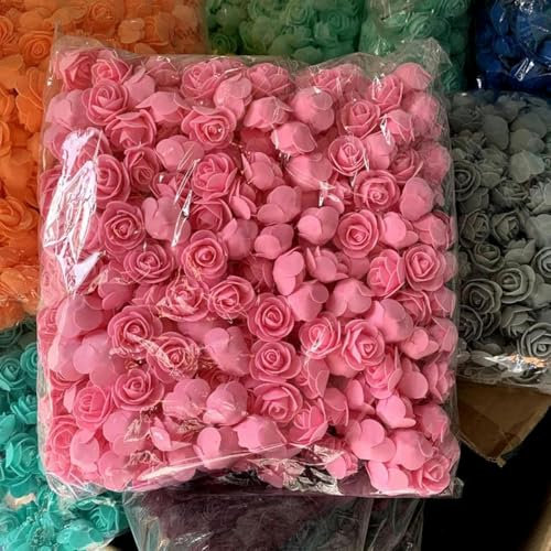 50/100/200/500 Stück 3 cm Schaumrose für Bären, künstliche Blumen, DIY-Geschenkbox, dekorative Weihnachtsdekoration, Heimdekoration, Rosa, 200
