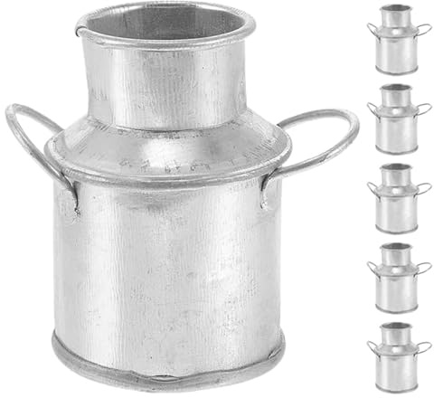 Zerodeko 6 Pièces Mini Vase Galvanisé Rustique Chic Petit Seau en Métal Maison De Poupée Vase À Plantes Pot De Lait Récipient De Bonbons pour Les Décorations De Paysage De Micro Jardin
