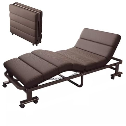 Tragbares Klappbett mit verdickter Matratze, verstellbarer Neigung und feststellbaren Rollen, ideal für Schlafzimmer, Büro und Camping, 190 x 80 x 35 cm