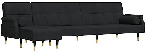 HETFTJN Outdoor Sofa Wohnzimmer Couch Schlafsessel Camping Sofa - Schlafsofa in L-Form Schwarz 271x140x70 cm Samt für Hotelzimmer Relaxationsraum Sitzzimmer Jugendzimmer