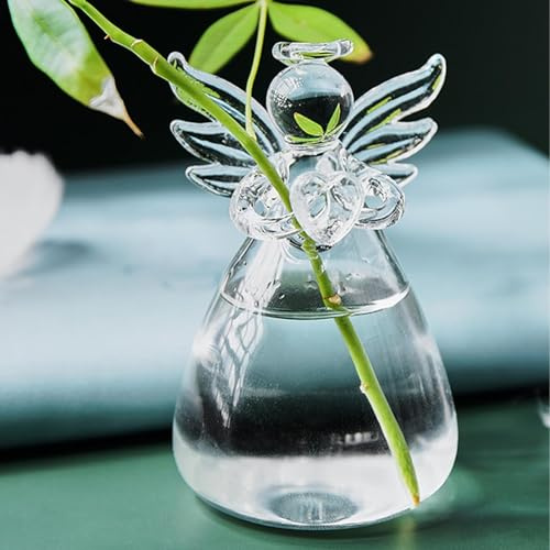 Jarrones de de ángel | Contenedores de Flores Transparentes de ángel | Pequeño jarrón de Creativo | Jarrones de Vidrio para jardín | Jarrón hidropónico con diseño de ángel para