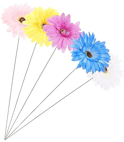 IMIKEYA Dekorativer Blumenstecker aus Metall mit Gänseblümchenform | Gartenstecker Dekoration, für Geburtstag und Festival, Kunstvoll Gestaltet, 5 Stück