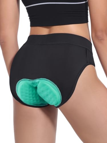 BERGRISAR Ropa interior de ciclismo con acolchado 4D para mujer, pantalones cortos de bicicleta con forro de gel, Negro, XL