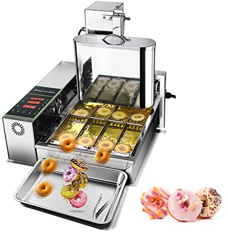 Commercial Automatic Donut Maker Machine, Digital Fryer for Mini Donuts with Adjustable Thickness, Stainless Steel Design for Efficient Frying