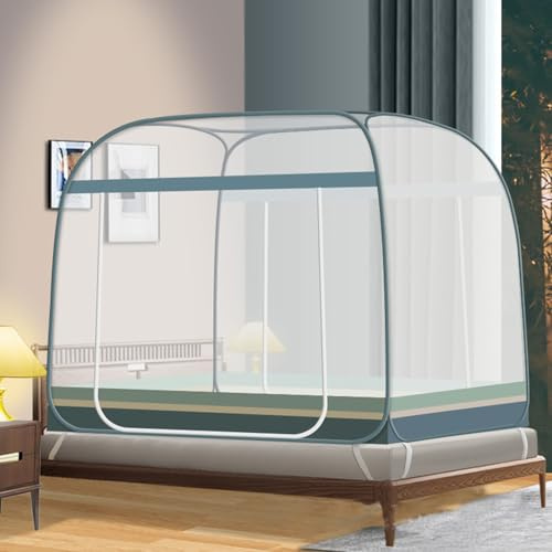 LUOZIQINX Pop Up Moskitonetz Bett Als Moskitoschutz, Feinmaschiges MüCkennetz, Fliegennetz Einfache Installation FüR Doppelbett, Einzelbett, Babybett, Kinderzimmer,D,200x220x150cm
