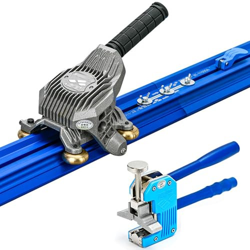 Tagliapiastrelle per grandi formati e piastrelle in gres porcellanato, design a doppia rotaia, con ruote in carburo e piedini antiscivolo per un taglio di precisione