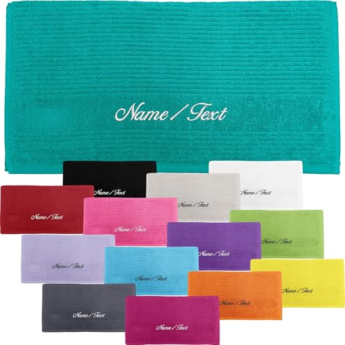 Tomorrow Vossen Gästetuch | Handtuch | Duschtuch | Badetuch | Bestickt mit Name oder Text Wunschstickerei 540g/m² (Dark Grey, Handtuch 50 x 100 cm)