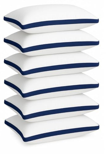 Pillows 6 Pack Hotel Quality Side Sleeper Bounce Back Bed Pillow - White Pillows 6 Pack Neck Pillow Shoulder Back Support Super Soft Firm Machine Washable Hypoallergenic (6, Hotel Pillow)