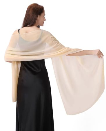 CHUNG Women Chiffon Shawl and Wraps Sheer Solid Soft Long Scarf 200×70cm | Lightweight & Elegant Solid Chiffon Shawl, Gift for Evening Dresses, Wedding Party & Gown Accessories.