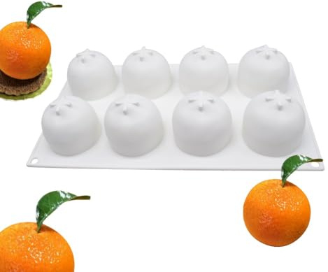 Tall Cylinder Silicone Molds for Mousse Cake 3D Silicone Baking Mold for Brownie French Dessert Pastry Ice Cream Cake Decoration Holiday Moulds Orange(8-Cavity)