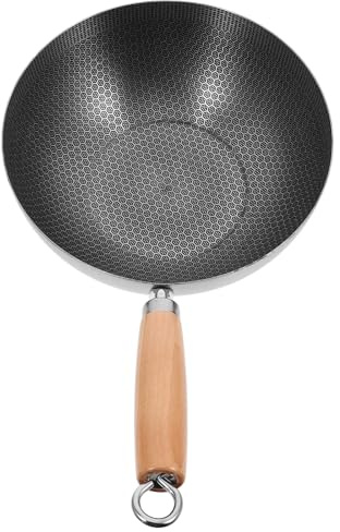 VANZACK Wok Doméstico 22 Cm Acero Inoxidable sin Revestimiento Panal Antiadherente Rápido Inducción Cocina Casera