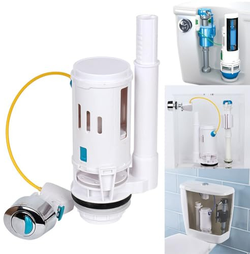 Opatiny Kit con valvola di scarico e pulsante per cassetta WC, tubo di troppopieno regolabile e cavo da 275 cm, materiale ABS bianco, uscite da 38,1 cm e 5,1 cm