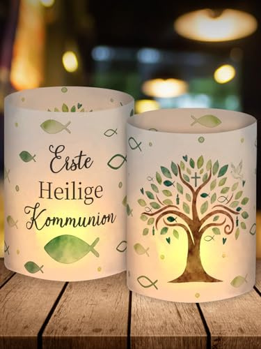 12 portacandele da tavolo, decorazione per la prima comunione, per la prima comunione, decorazione verde, per la comunione, per la comunione, per candele o candele