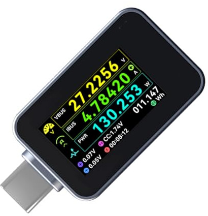 Uqezagpa USB C Meter Tester Electricity Current Tester USB C Battery Checker Electricity Current Voltmeter Ammeter Detector Mobile Digital Power Meter for Laptops