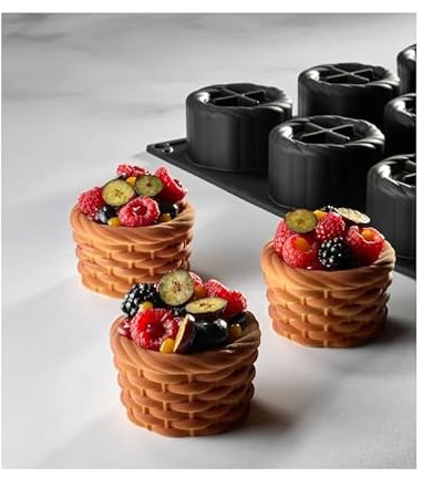 Pavoni Pavoflex - Molde de silicona Panier PX43127, 12 porciones individuales, efecto cesta, mousse semifríos, pasteles modernos, horno y congelador -40 °C/+ 280 °C, antiadherente, fabricado en Italia