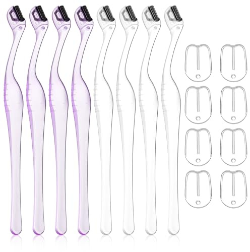 8 stycken flera ögonbrynsrakapparater, ögonbrynsrakapparat för män kvinnor, bärbar ansiktsrakapparat kvinnor, ögonbrow razor dermaplaneringsverktyg, för ansiktskropp ögonbryn (transparent, lila)
