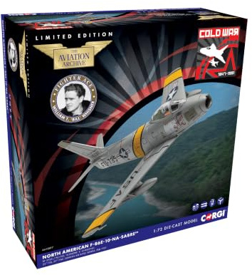 Corgi AA35817 North American F-86E Sabre, Die Cast Model Plane | Eleanor 'E' CHRISTINE, William T. 'Bill' Whisner Jr 1952, Die Cast Collectors model, for ages A14+, Aviation Archive