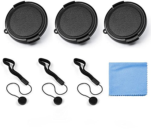 Fotover 40.5mm Objektivdeckel,3 Pack Universal Snap auf der Vorderseite Pinch Objektivdeckel Set für Canon Nikon Sony Olympus DSLR Kamera + Objektiv Cap Keeper Halter