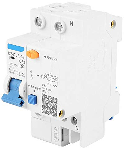 Disjoncteur Différentiel DZ47LE-32 32A 1P+N 30mA 230V Protection Surcharge et Court-Circuit pour Tableau Électrique