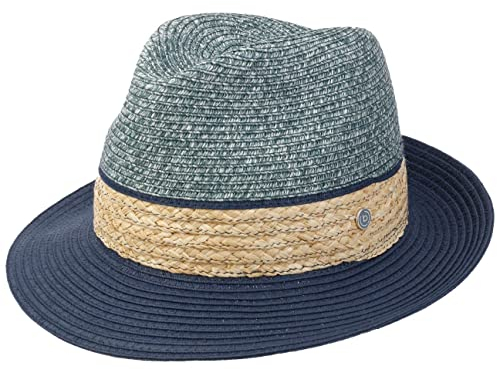 bugatti Straw-Mix Bogarthut Strohhut Sommerhut Sonnenhut Herrenhut (M (56-57 cm) - blau)