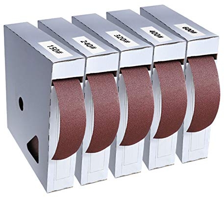 TuToy 50 Meters 150-600 Grit Box Sanding Belt Roll Drawable Emery Cloth Sandpaper Sanding Pack Roll For Wood Turners Woodworking Metal Grinding Polishing - 150#