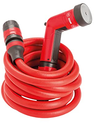 FITT YOYO UP 10 m, Ausziehbarer Wasserschlauch für den Garten, mit Multifunktions-Pistole und Haken für Zäune, Rot