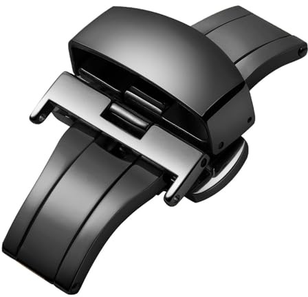 BINLUN Uhr Verschluss Edelstahl Schmetterling Uhrverschluss Faltschließe Schnalle für Leder Uhrenarmbänder in Gold, Roségold, Silber, Schwarz (12mm, 14mm, 16mm, 18mm, 20mm, 22mm)