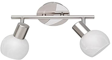 2-flammiger Deckenstrahler mit Glasschirmen weiß, Breite 27cm