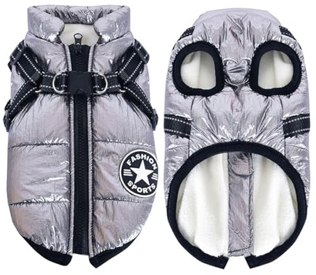 2-in-1-Hundejacke Mit Geschirr, Outdoor-Hunde-Sportweste, Warmer Haustier-Wintermantel für Kleine Hunde