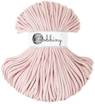 Bobbiny Premium Cords 5 mm - Rope-Garn 100 m 100% Baumwolle (Pastel Pink)