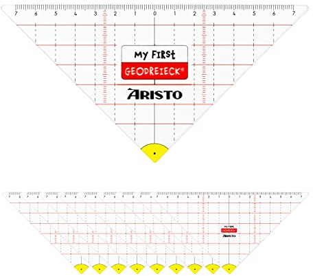 Aristo AR1551 My first Geodreieck (Speziell für Schüler:innen ab der 3. Klasse entwickelt, Hypotenuse 16 cm, biegsam) transparent, 10 Stück